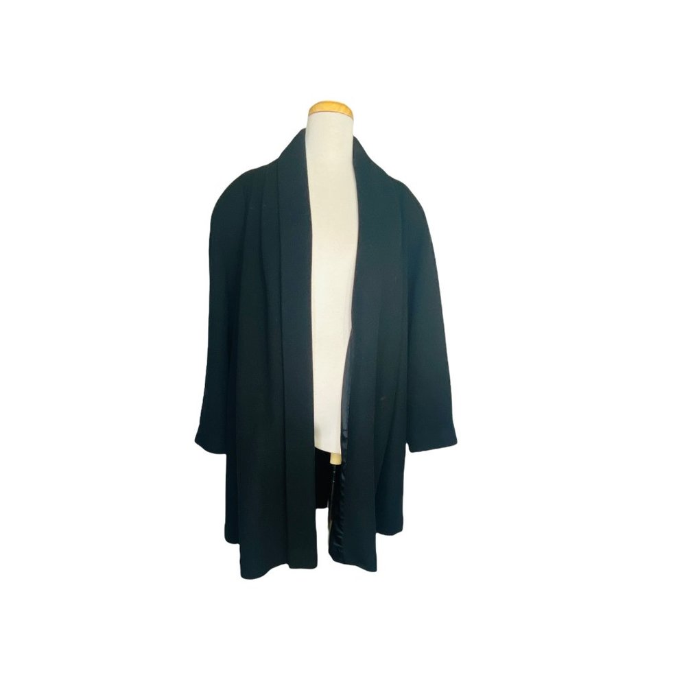 Preston & York Vintage Full Wool Pea Coat Pockets Lined Black Ladies M USA Made - Picture 4 of 12